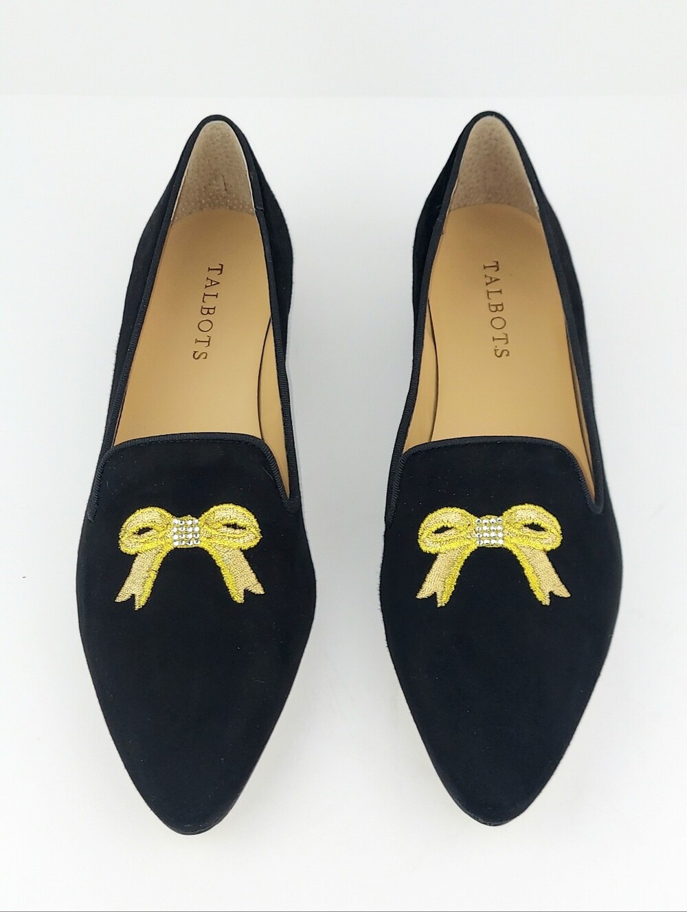 Edison Jeweled Bow Suede Black Loafer Flats 8